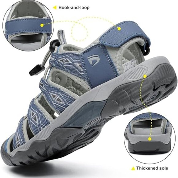 Dannto Women's 6-11 US Sport Hiking Sandals Blue Closed Toe Outdoor Athletic Wal - Picture 5 of 13
